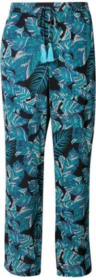 Ulla Popken Tropical Leaf Print Elastic Waist Pants Blue - Džinsi & Bikses Lielos Izmēros – Plus Size - 