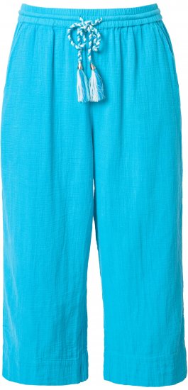 Ulla Popken Muslin Elastic Waist Culottes Blue - Džinsi & Bikses Lielos Izmēros – Plus Size - 