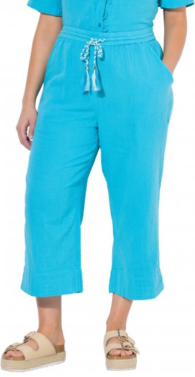 Ulla Popken Muslin Elastic Waist Culottes Blue - Džinsi & Bikses Lielos Izmēros – Plus Size - 