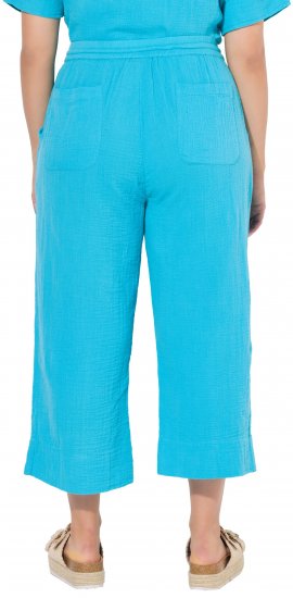 Ulla Popken Muslin Elastic Waist Culottes Blue - Džinsi & Bikses Lielos Izmēros – Plus Size - 