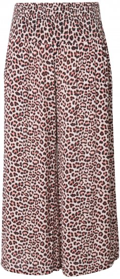 Ulla Popken Rose Wide Leg Elastic Waist Leopard Pattern Culottes White - Džinsi & Bikses Lielos Izmēros – Plus Size - 