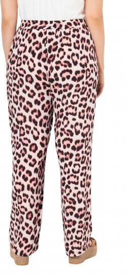 Ulla Popken Leopard Print Elastic Waist Pants White - Džinsi & Bikses Lielos Izmēros – Plus Size - 