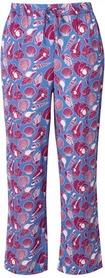 Ulla Popken Seashell Print Elastic Waist Pants Blue - Džinsi & Bikses Lielos Izmēros – Plus Size - 