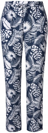 Ulla Popken Feather Print Elastic Waist Pants Blue - Džinsi & Bikses Lielos Izmēros – Plus Size - 