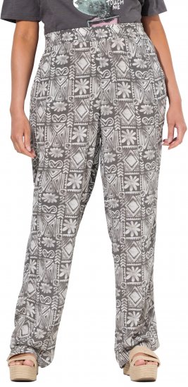 Ulla Popken Mosaic Print Elastic Waist Pants Black - Džinsi & Bikses Lielos Izmēros – Plus Size - 