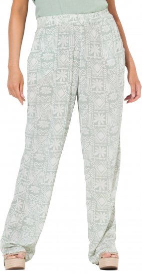 Ulla Popken Mosaic Print Elastic Waist Pants White - Džinsi & Bikses Lielos Izmēros – Plus Size - 