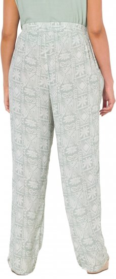 Ulla Popken Mosaic Print Elastic Waist Pants White - Džinsi & Bikses Lielos Izmēros – Plus Size - 