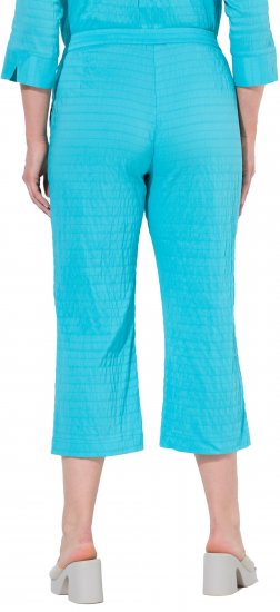 Ulla Popken Textured Elastic Waist Cropped Pants Deep Aqua - Džinsi & Bikses Lielos Izmēros – Plus Size - 