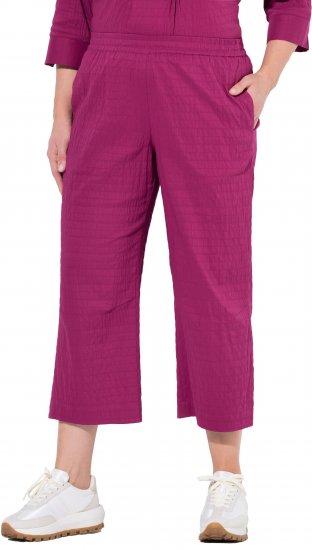 Ulla Popken Textured Elastic Waist Cropped Pants Magnolia Red - Džinsi & Bikses Lielos Izmēros – Plus Size - 