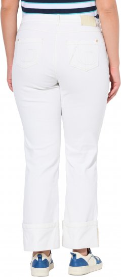 Ulla Popken Mary Wide Leg Turn Up Hem Comfy Waistband Jeans Snow White - Džinsi & Bikses Lielos Izmēros – Plus Size - 