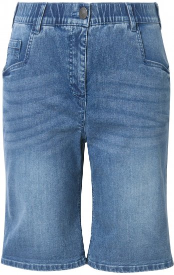 Ulla Popken Denim Wide Leg Elastic Waist Bermuda Shorts Blue Denim - Džinsi & Bikses Lielos Izmēros – Plus Size - 
