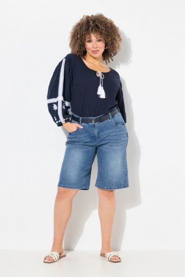 Ulla Popken Denim Wide Leg Elastic Waist Bermuda Shorts Blue Denim - Šorti - Sieviešu šorti lielos izmēros