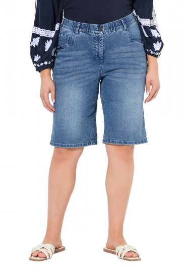 Ulla Popken Denim Wide Leg Elastic Waist Bermuda Shorts Blue Denim - Šorti - Sieviešu šorti lielos izmēros