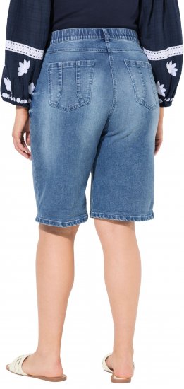 Ulla Popken Denim Wide Leg Elastic Waist Bermuda Shorts Blue Denim - Džinsi & Bikses Lielos Izmēros – Plus Size - 