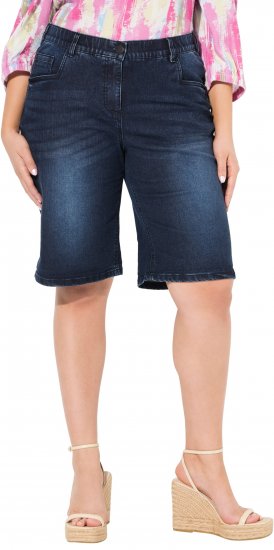 Ulla Popken Denim Wide Leg Elastic Waist Bermuda Shorts Denim Blue - Džinsi & Bikses Lielos Izmēros – Plus Size - 