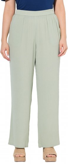 Ulla Popken Elastic Waist Crepe Pants Light Moss Green - Džinsi & Bikses Lielos Izmēros – Plus Size - 