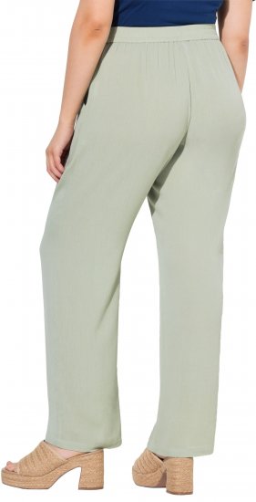 Ulla Popken Elastic Waist Crepe Pants Light Moss Green - Džinsi & Bikses Lielos Izmēros – Plus Size - 