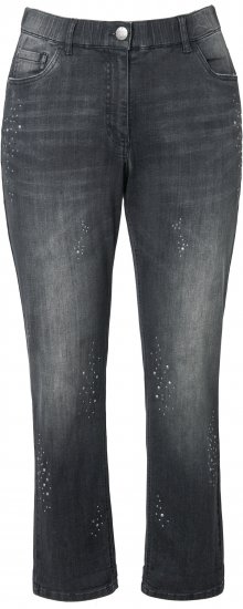 Ulla Popken Rivet Detail Stretch Fit Boyfriend Jeans Black - Džinsi & Bikses Lielos Izmēros – Plus Size - 