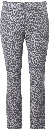 Ulla Popken Slim Leg Leopard Print Stretch Fit Jeans Bright Grey - Džinsi & Bikses Lielos Izmēros – Plus Size - 