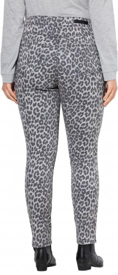 Ulla Popken Slim Leg Leopard Print Stretch Fit Jeans Bright Grey - Džinsi & Bikses Lielos Izmēros – Plus Size - 