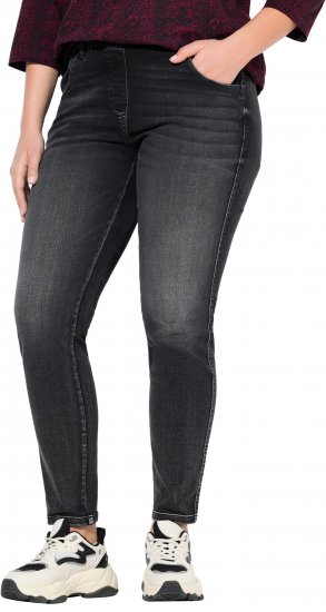 Ulla Popken Vintage Wash Jeggings Black - Džinsi & Bikses Lielos Izmēros – Plus Size - 