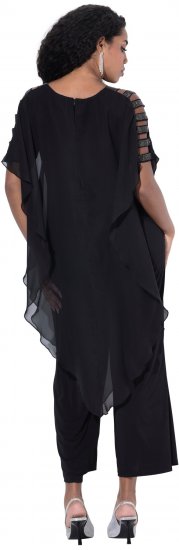 Ulla Popken Layered Chiffon Wrap Jumpsuit Grey - Džinsi & Bikses Lielos Izmēros – Plus Size - 