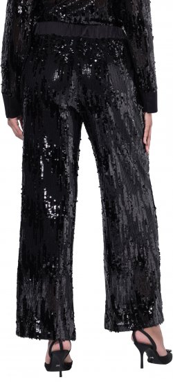 Ulla Popken Sequined Elastic Waist Pants Black - Džinsi & Bikses Lielos Izmēros – Plus Size - 