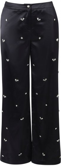 Ulla Popken Rhinestone Detail Comfort Waist Pants Black - Džinsi & Bikses Lielos Izmēros – Plus Size - 