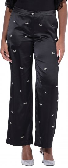 Ulla Popken Rhinestone Detail Comfort Waist Pants Black - Džinsi & Bikses Lielos Izmēros – Plus Size - 
