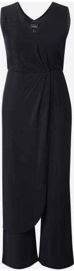 Ulla Popken Draped Sleeveless Glitter Jumpsuit Navy - Džinsi & Bikses Lielos Izmēros – Plus Size - 
