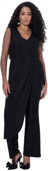 Ulla Popken Draped Sleeveless Glitter Jumpsuit Navy - Džinsi & Bikses Lielos Izmēros – Plus Size - 