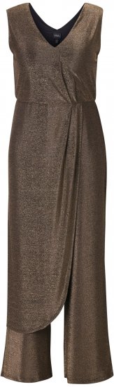 Ulla Popken Draped Sleeveless Glitter Jumpsuit Pearl White - Džinsi & Bikses Lielos Izmēros – Plus Size - 