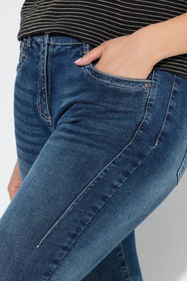 Ulla Popken Decorative Stitched Slim Leg Stretch Fit Jeans Blue Denim - Skinny - Sieviešu skinny džinsi lielos izmēros