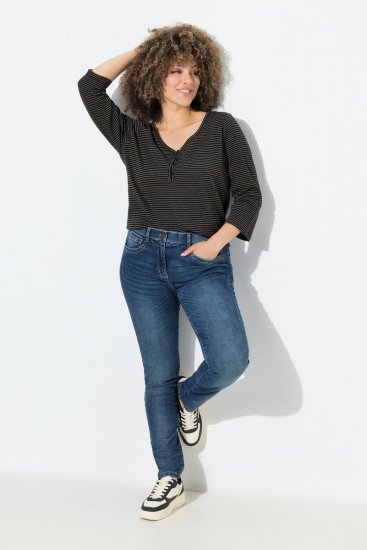 Ulla Popken Decorative Stitched Slim Leg Stretch Fit Jeans Blue Denim - Skinny - Sieviešu skinny džinsi lielos izmēros