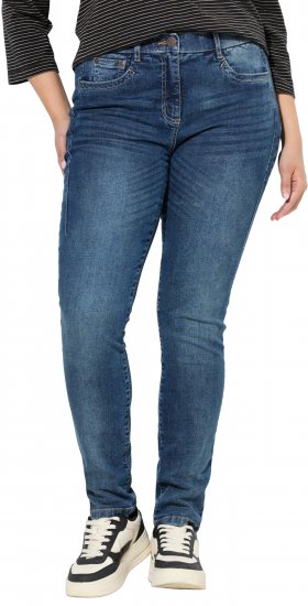 Ulla Popken Decorative Stitched Slim Leg Stretch Fit Jeans Blue Denim - Džinsi & Bikses Lielos Izmēros – Plus Size - 