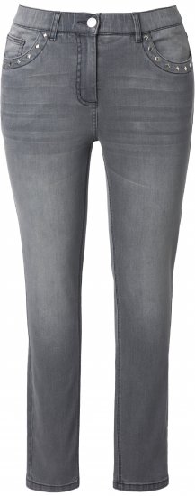 Ulla Popken Rivet Studded Stretch Fit Jeans Grey Denim - Džinsi & Bikses Lielos Izmēros – Plus Size - 