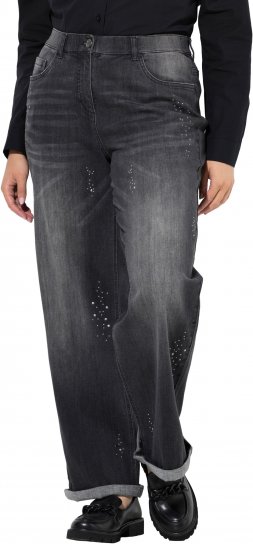 Ulla Popken Rivet Studded Stretch Fit Jeans Black - Džinsi & Bikses Lielos Izmēros – Plus Size - 