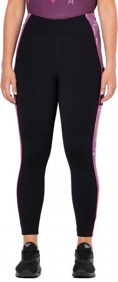 Ulla Popken Quick Drying Botanical Print Sport Leggings Black - Džinsi & Bikses Lielos Izmēros – Plus Size - 