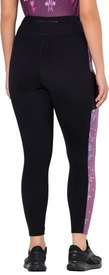 Ulla Popken Quick Drying Botanical Print Sport Leggings Black - Džinsi & Bikses Lielos Izmēros – Plus Size - 