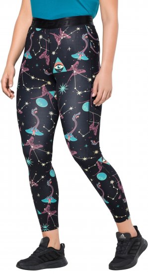 Ulla Popken Quick Drying Celestial Print Sport Leggings Black - Džinsi & Bikses Lielos Izmēros – Plus Size - 