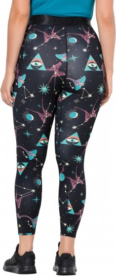 Ulla Popken Quick Drying Celestial Print Sport Leggings Black - Džinsi & Bikses Lielos Izmēros – Plus Size - 