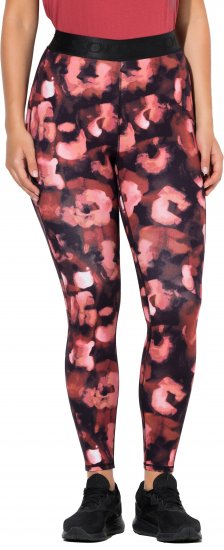 Ulla Popken Abstract Flower Print Performance Leggings Red - Džinsi & Bikses Lielos Izmēros – Plus Size - 