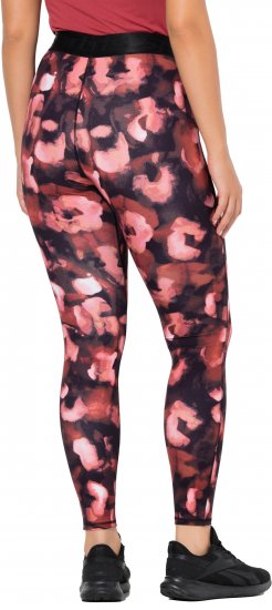 Ulla Popken Abstract Flower Print Performance Leggings Red - Džinsi & Bikses Lielos Izmēros – Plus Size - 