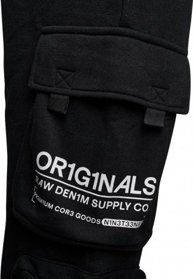 Kam Jeans 244 Raw Denim Cargo PKT Jog Pants Black - Džinsi un bikses - Džinsi un Bikses - W40-W70