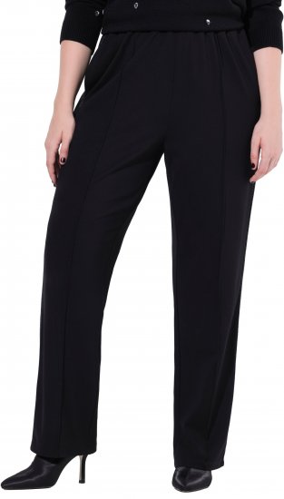 Ulla Popken Rose Wide Leg Stretch Waist Trousers Black - Džinsi & Bikses Lielos Izmēros – Plus Size - 