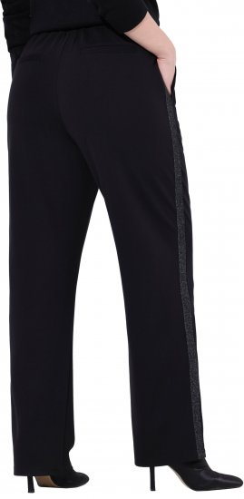 Ulla Popken Rose Wide Leg Stretch Waist Trousers Black - Džinsi & Bikses Lielos Izmēros – Plus Size - 
