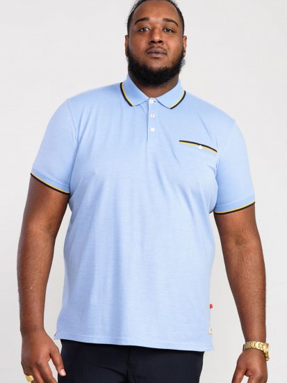 D555 Talbot Pique with Jacquard Collar Polo Shirt Blue - Polo krekli - Polo krekli - 2XL-8XL