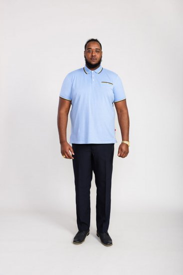 D555 Talbot Pique with Jacquard Collar Polo Shirt Blue - Polo krekli - Polo krekli - 2XL-8XL