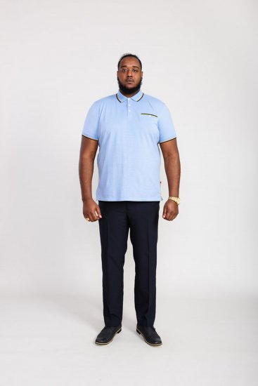 D555 Talbot Pique with Jacquard Collar Polo Shirt Blue - Polo krekli - Polo krekli - 2XL-8XL
