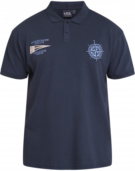 North Latitude 61129 Pikē Polo ar Krūšu Izšuvumu Tumši Zila - Polo krekli - Polo krekli - 2XL-8XL